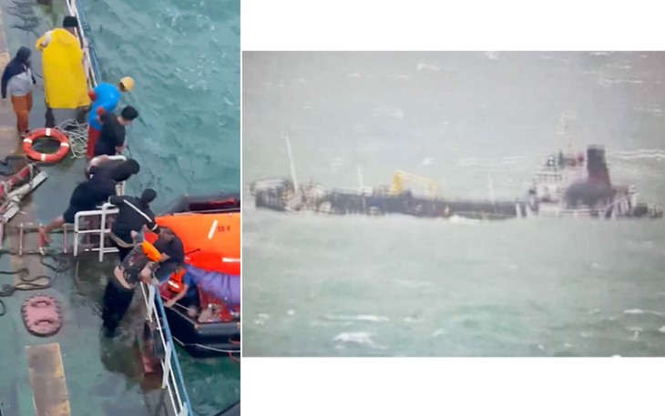 KN Tanjung Datu-301 Selamatkan Nahkoda dan 3 ABK MT Silver Sincere yang Tenggelam