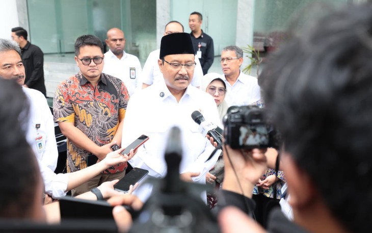 Menteri Sosial Saifullah Yusuf (Gus Ipul) ketika ditemui di kompleks Taman Makam Pahlawan Kalibata, Jakarta, Rabu (23/4).