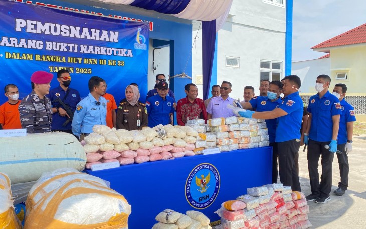 Ribuan Narkoba Tangkapan TNI AL dan BNNP Aceh di Musnahkan 