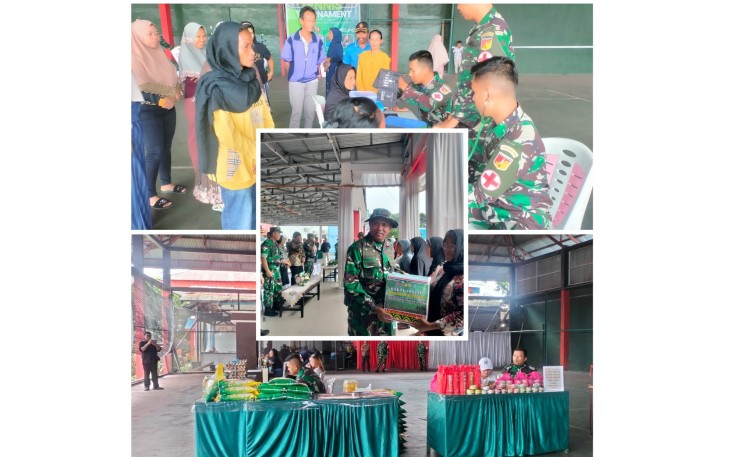 Foto aksi sosial yang di gelar satgas TMMD Ke-123 Kodim 1310/Bitung saat penutupan TMMD yang di gelar di Lapangan Badminton pemkot Bitung