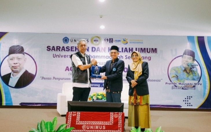 Wakil Menteri Sosial RI, Agus Jabo Priyono dalam kuliah umum di Universitas Muhammadiyah Semarang (Unimus), yang dihadiri oleh puluhan mahasiswa, dosen, dan civitas akademika, Kamis (08/05/2025)