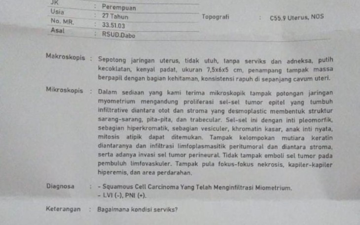 Warga Dabo Singkep Butuh Bantuan untuk Pengobatan Kanker Serviks Stadium Lanjut