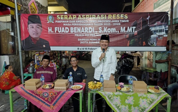Fuad Benardi, menerima banyak aspirasi dan keluhan dari warga saat menggelar kegiatan serap aspirasi atau reses II tahun 2026 di Pesapen Barat Kelurahan Tanjung Perak Kecamatan Pabean Cantikan Kota Surabaya.