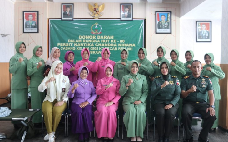 Baksos donor darah HUT Persit KCK ke 80 di Kodim Ngawi