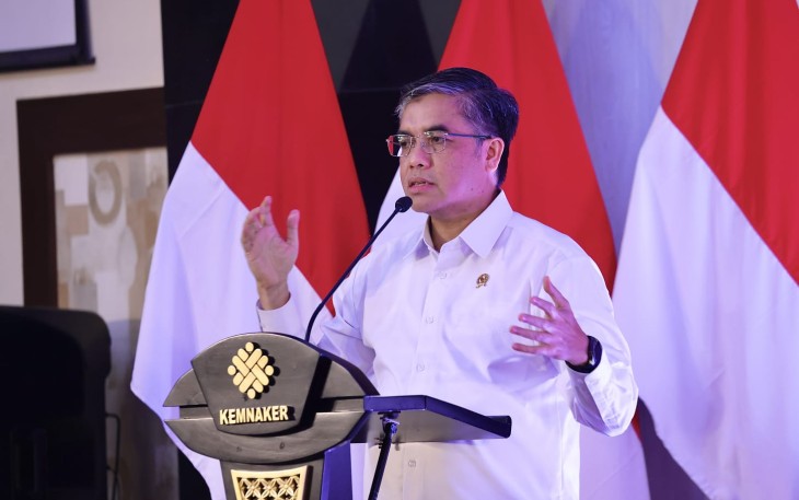 Menteri Ketenagakerjaan, Yassierli dalam Forum Sekretaris Kementerian/Lembaga yang diselenggarakan Sekretariat Jenderal Kemnaker di Jakarta, Rabu (11/2/2026)
