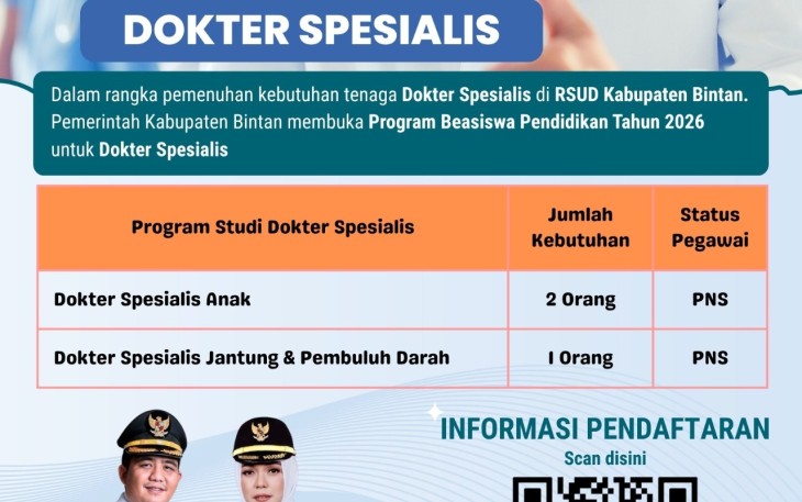 Bintan Buka Beasiswa Dokter Spesialis