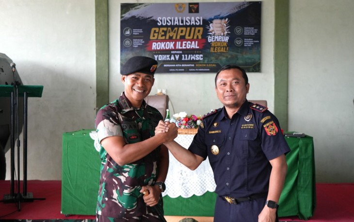 Bea Cukai Lhokseumawe Edukasi Prajurit Yonkav 11/Macan Setia Cakti untuk Perangi Peredaran Rokok Ilegal