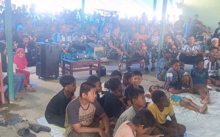 Tumbuhkan Semangat Kebersamaan, Kodim 1710/Mimika Kembali Gelar Nobar Piala Dunia Bersama Masyarakat