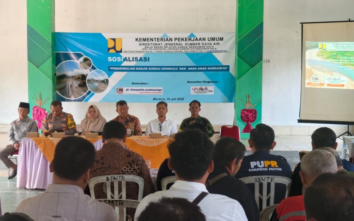 Danramil 0801/01 Pacitan Hadiri Sosialisasi Pengendalian Banjir Sungai Grindulu