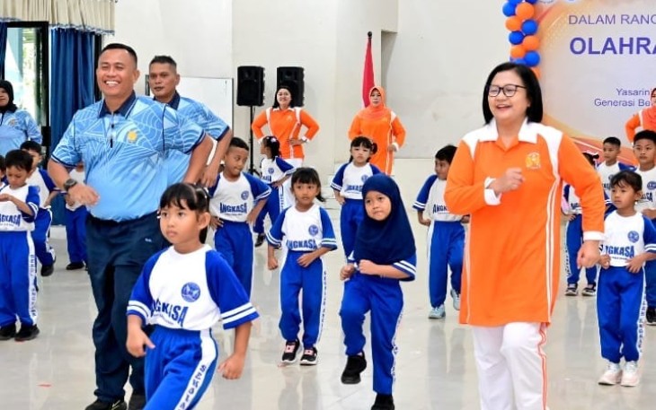Merangkai Bahagia Dengan Anak-Anak TK Angkasa, Olahraga Bersama HUT Ke-38 Yasarini Penuh Keceriaan di Lanud Sjamsudin Noor