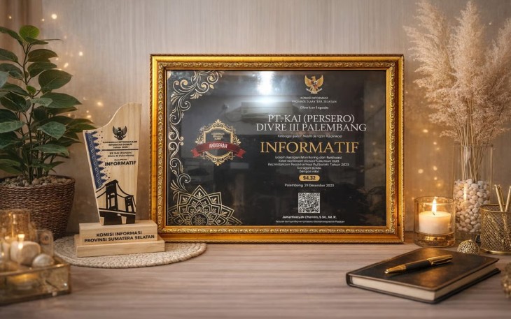 KAI Divre III Palembang Meraih Predikat Badan Publik Informatif