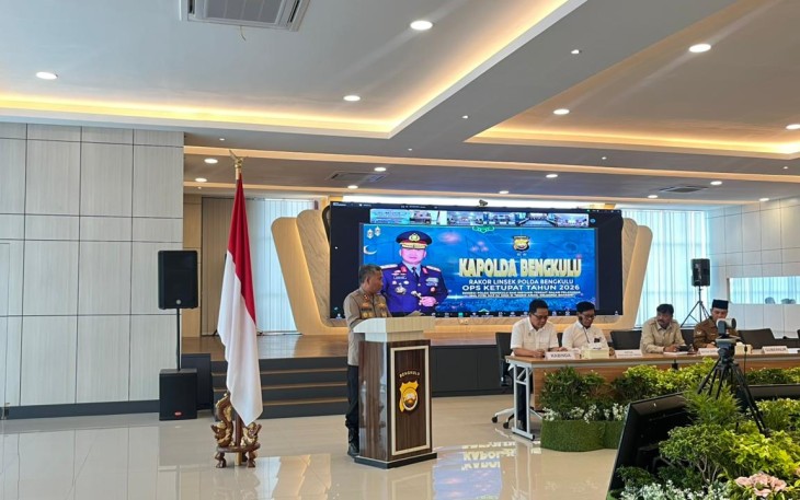 Sekretaris Daerah Provinsi Bengkulu Herwan Antoni, menghadiri Rapat Koordinasi (Rakor) Lintas Sektoral dalam rangka kesiapan pelayanan perayaan Idulfitri 1447 Hijriah /Foto : MC 