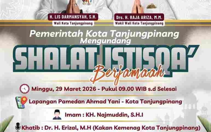 Pemkot Tanjungpinang Ajak Warga Salat Istisqa' Bersama