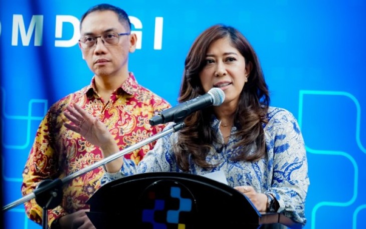 Menteri Komunikasi dan Digital Meutya dalam konferensi pers di Kantor Kementerian Komunikasi dan Digital pada Jumat (27/03/2026)
