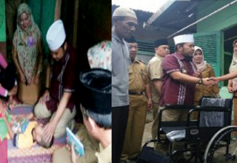  Walikota Helmi Hasan mengunjungi dan memberikan bantuan kursi roda untuk Mahida (41) dan anaknya Gistan Aldo (7)