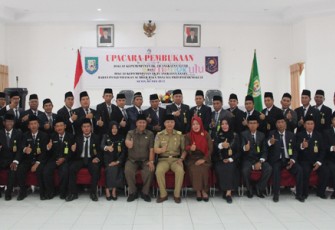 Pembukaan acara Pendidikan dan Pelatihan Kepemimpinan (PIM) Tingkat III angkatan XLVIII dan Diklat Kepemimpinan Tingkat IV angkatan XXXIX di Badan Pengembangan Sumber Daya Manusia (BPSDM), Senin (8/5).