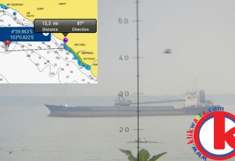 Posisi kapal MV EIYU saat berhenti 200 meter dari dermaga Linau