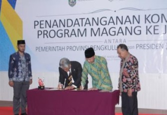 Penandatangan MoU Pemprov Bengkulu Dengan IM Japan Magang Tenaga Kerja Ke Jepang