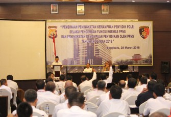 Sekda Provinsi Nopian Andusti saat menghadiri kegiatan pembinaan peningkatan kemampuan Polri selaku pengemban fungsi korwas PPNS dan peningkatan kemampuan penyidikan oleh PPNS.