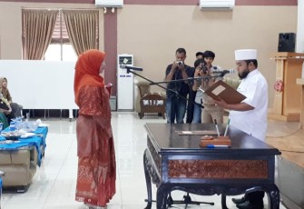 Wali Kota Helmi Hasan saat Melantik Ketua Gabungan Organisasi Wanita (GOW) Kota Bengkulu 
