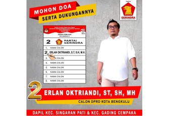 Caleg DPRD Kota Bengkulu Dari Pertai Gerindra Erlan Oktriandi
