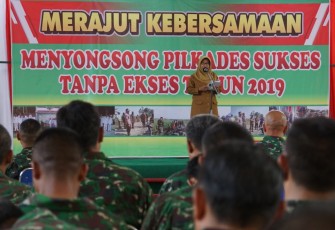 Bupati Tegal saat memberikan Sambutan di Mako Dim 0712/Tegal