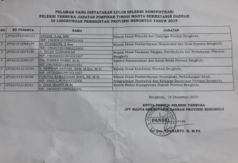 Nama Peserta Seleksi JPT Madya yang Lolos Seleksi Administrasi 
