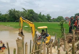 Dandim tinjau perbaikan tanggul sungai Gono
