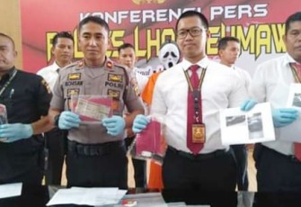 Konferensi Pers tersangka dan barang bukti oleh Polres Lhokseumawe