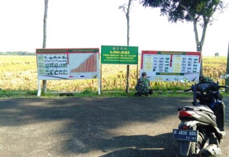 Papan Tabulasi Dokumentasi TMMD Pekalongan Disiapkan di Lokasi Pengguntingan Pita