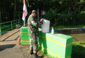 Sarana Cuci Tangan Disiapkan di Peresmian Jalan TMMD Reguler Pekalongan