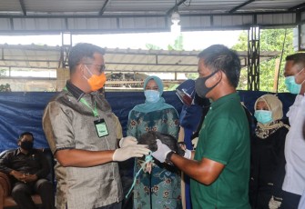 Bupati Bintan Apri Sujadi saat melauching program Kampung Ayam di Sei Nam