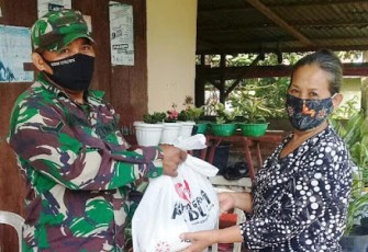 Kodim 1310/Bitung Melalui Jajaran Koramil Bagikan Sembako