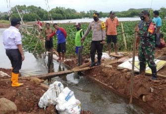 Kapolres Pekalongan AKBP Darno SH SIK bersama dengan Dandim 0710 Pekalongan Letkol CZI Hamonangan Lumban Toruan mendampingi Bupati Pekalongan Asip Kholbihi, S.H. melakukan kegiatan pengecekan tanggul yang berada di Desa Wonokerto Kulon Kecamatan Wonokerto Kabupaten Pekalongan