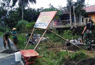 Lokasi pembangunan pos kamling oleh satgas TMMD kodim Bitung
