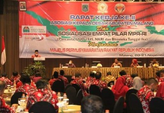acara Rapat Kerja Daerah ke-II Asosiasi Kepala Desa Kabupaten Malang Tahun 2021 dan Sosialisasi Empat Pilar MPR RI, acara ini berlangsung di Savana Hotel & Convention Malang