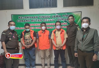 Ketiga Tersangka Dugaan Kasus Penyalahgunaan Dana Hibah Disnakan Jatim di Kabupaten Blitar (foto : Kejari Blitar untuk Klikwarta.com)