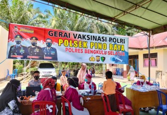 Vaksinasi Mobile Polres Bengkulu Selatan  Diserbu Siswa Sekolah