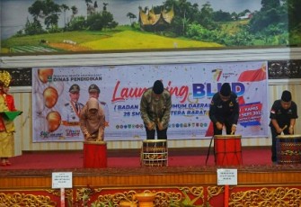 Gubernur Sumbar Mahyeldi saat membuka acara Launching BLUD di Aula Kantor Gubernur, Rabu (28/9/2022).