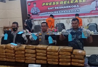 Waka Polres Pasaman, Kompol Muddasir dan dampingi Kasat Narkoba AKP Ahmad Ramadhan SH,MH saat press release