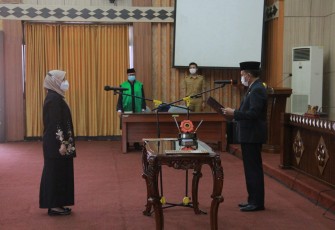 Selasa pagi (5/4), saat pelantikan dr. Anjani Wahyu Wardani sebagai Direktur RSUD M. Yunus Bengkulu. 