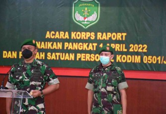 Dandim 0501 JP Pimpin Korps Raport Kenaikan Pangkat dan Pindah Satuan