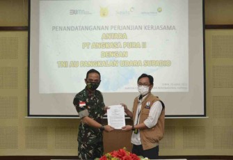 Danlanud Supadio tandatangani perjama bersama pihak angkasa pura II. Senin (25/4/2022)