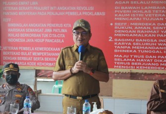 Wali Kota Bitung Ir. Maurits Mantiri, saat menyampaikan sambutan pada acara pelantikan pengurus DPC LVRI, Senin (9/5/2022)