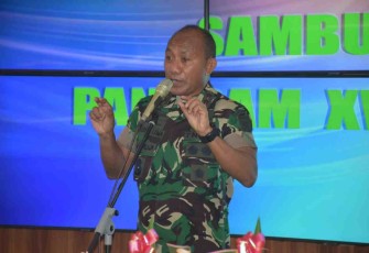 Pangdam Kasuari saat menghadiri HUT Ke-59 Korem 181/PVT. Selasa (17/05/2022)