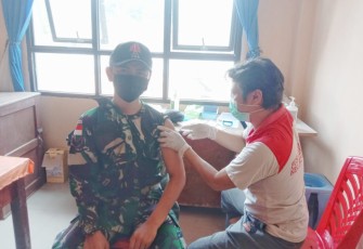 Satgas perbatasan vaksinasi booster. Kamis (19/05/2022)