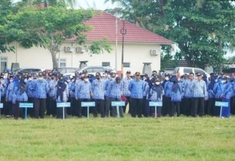 Upacara Harkitnas sekaligus memperingati Hari Pendidikan Nasional Tahun 2022, Pemkab Pesibar, Jumat (20/5/2022).