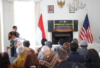 Menteri Hukum dan HAM dalam pidato pembuka yang mengawali kegiatan forum diskusi konsuler.