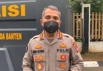 Kabid Humas Polda Banten Kombes Shinto saat memberikan keterangan pers 