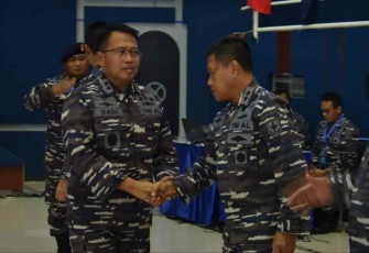 Pangkolinlamil Laksda TNI Agus Hariadi saat mengikuti penutupan sidang Wanbangopstik LXXVII Tahun 2022 di Koarmada I Jakarta. Jum'at (7/10) 